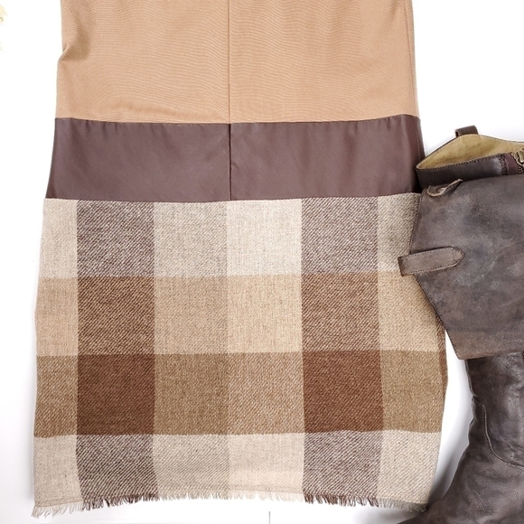 Sara Campbell Tan Beige Brown Colorblock Plaid Dress Sz Xs - Picture 12 of 12